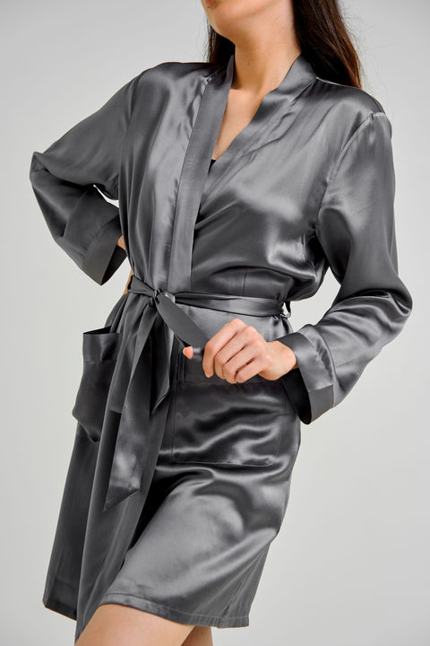 Silk Robe - Grey