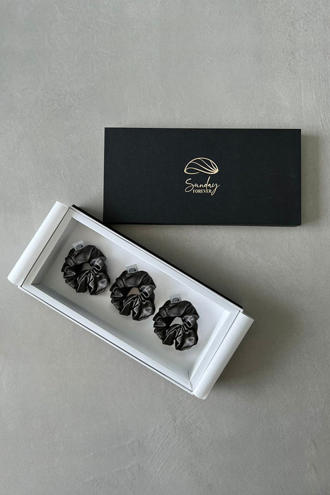 Silk Scrunchies set of 3 - Grey