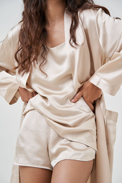 Silk Robe - Champagne