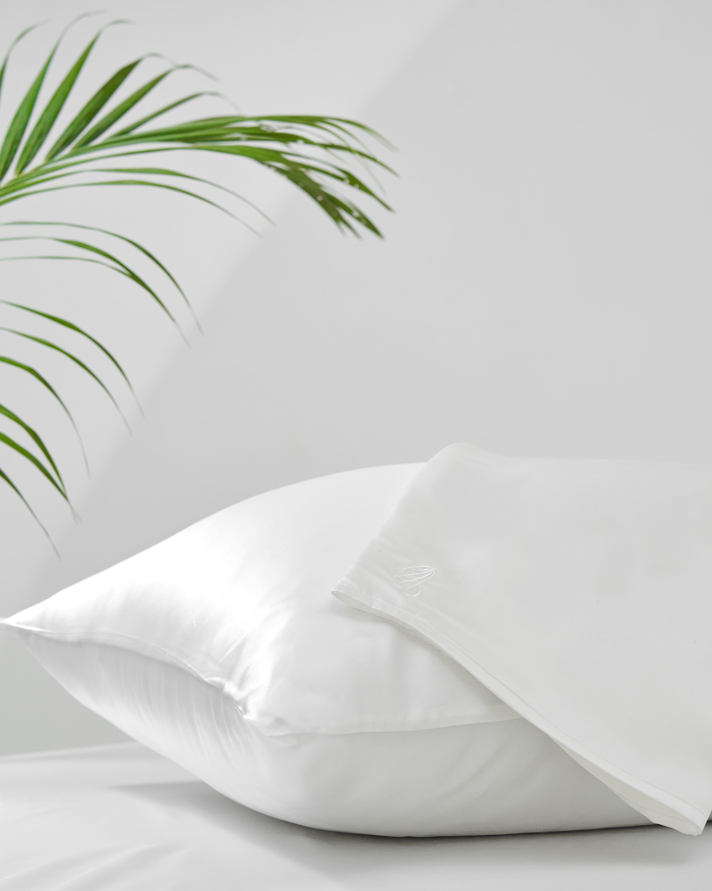 2 Silk Pillowcases Set White