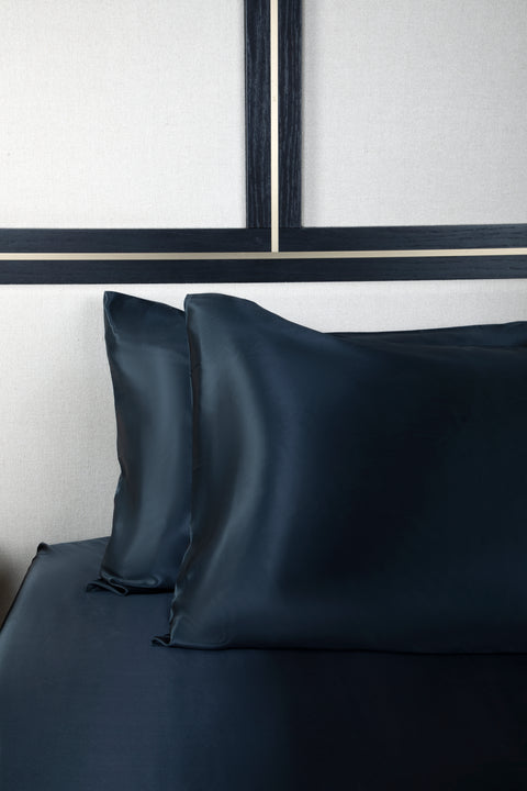 2 Silk Pillowcases Set Black
